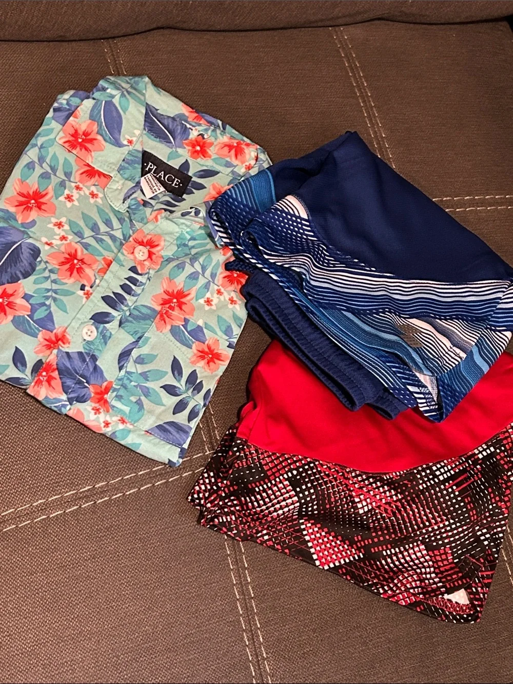 The Children's Place Aqua Floral Button-Down Shirt with Coral Blooms